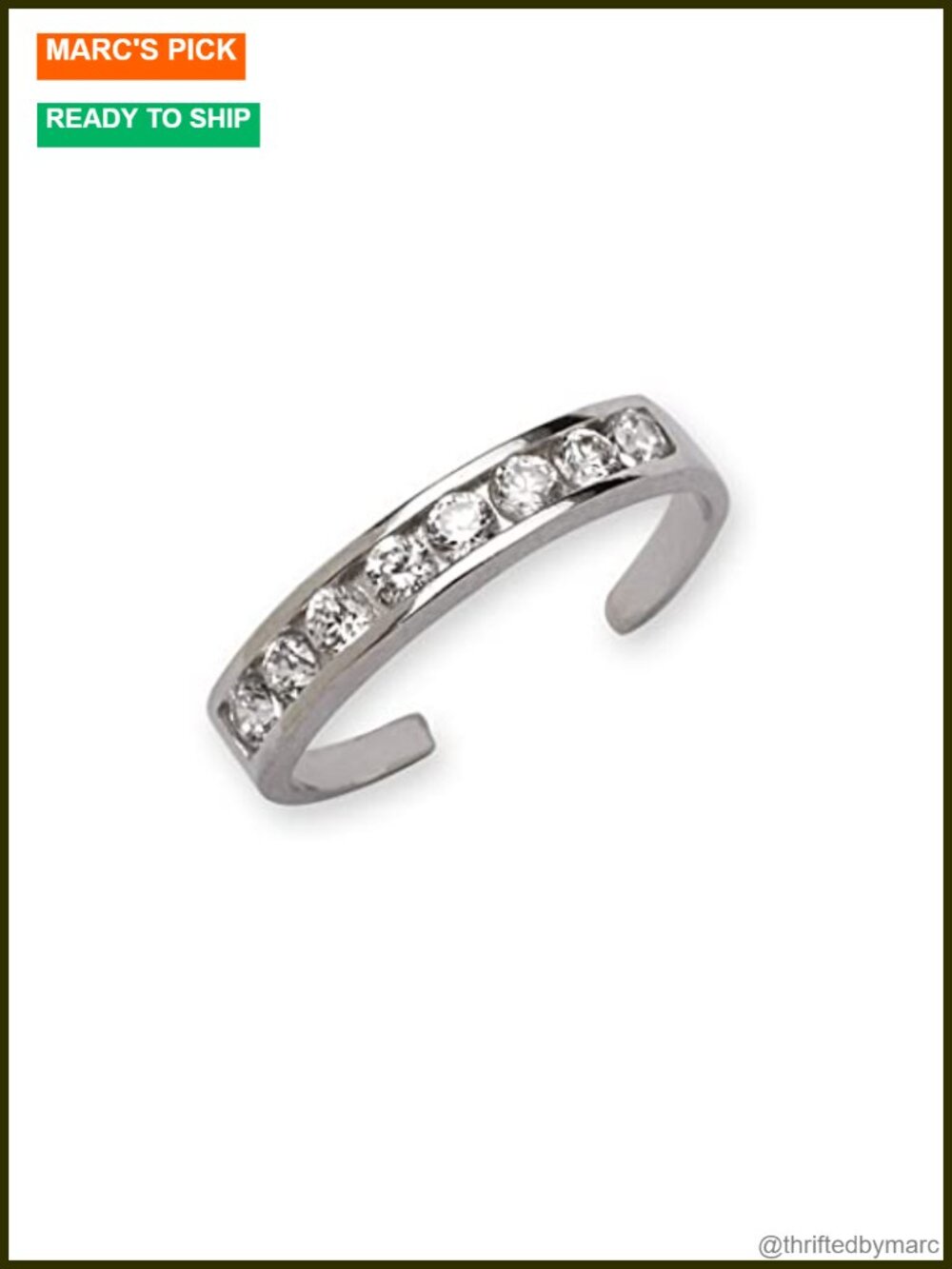 10K Gold Adjustable Toe Ring Channel-Set Cubic Zirconia Women's Foot Jewelry